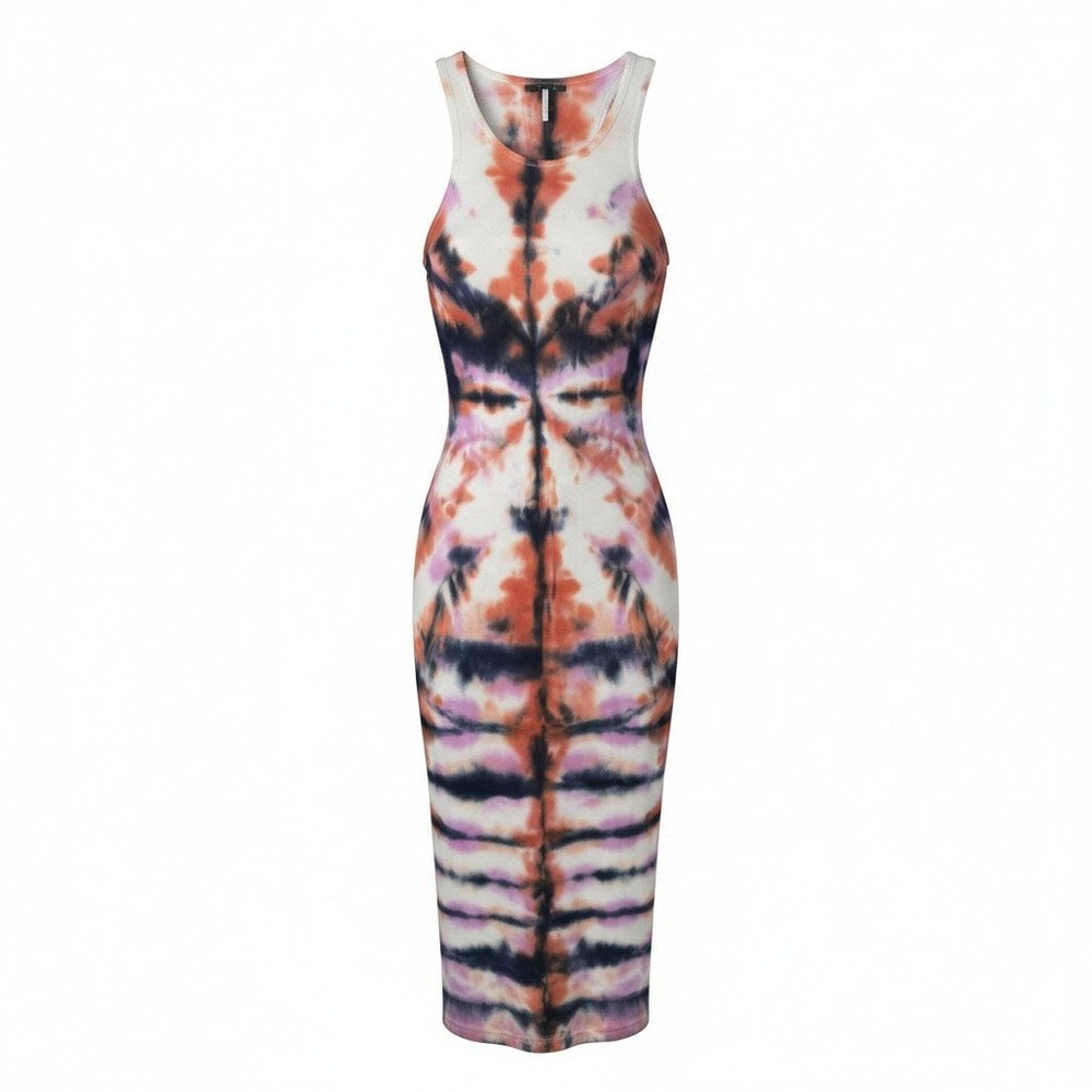 Young Fabulous & Broke YFB Maxi Dress Womens S Multi Tie Dye Ribbed Racerback